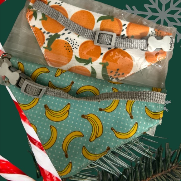 PET Scarf & Collar Sz Small 15’ width Polyester Oranges & Bananas NWOT - Picture 7 of 8